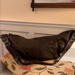 Brown leather Sabina hobo sling bag